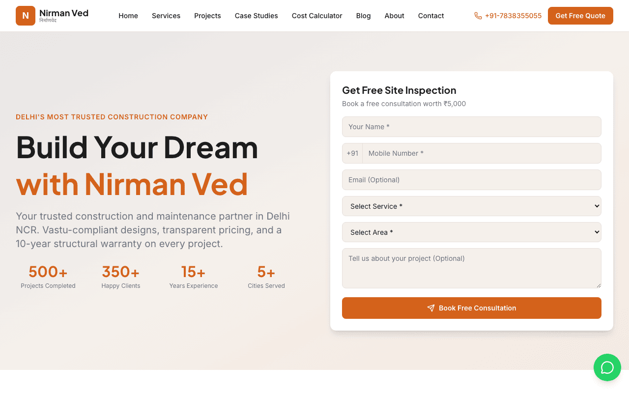 Nirmanved website designed by Go Digital - Construction website for NZ business
